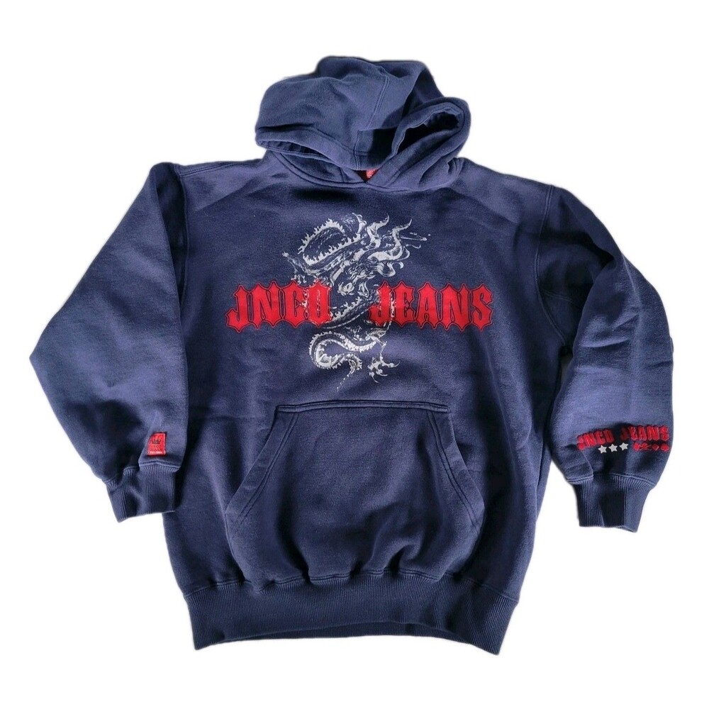 VINTAGE RARE Y2K JNCO JEANS DRAGON HOODIE SKATE Youth Medium